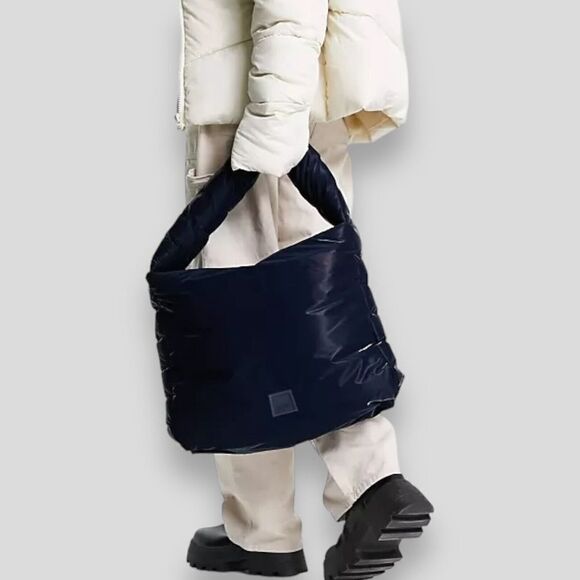 Rains Loop Shopper Mini Ink Navy Plush Shoulder Bag Waterproof Puffy Quilted